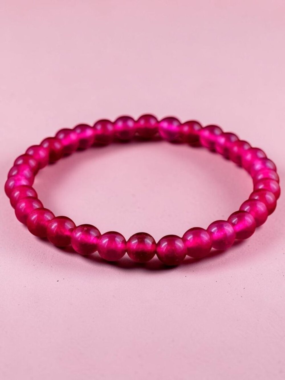 57 Carats Round Shape Red Ruby Beaded Stretchable Bracelet Size 6"